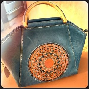 Black Distressed Leather Satchel